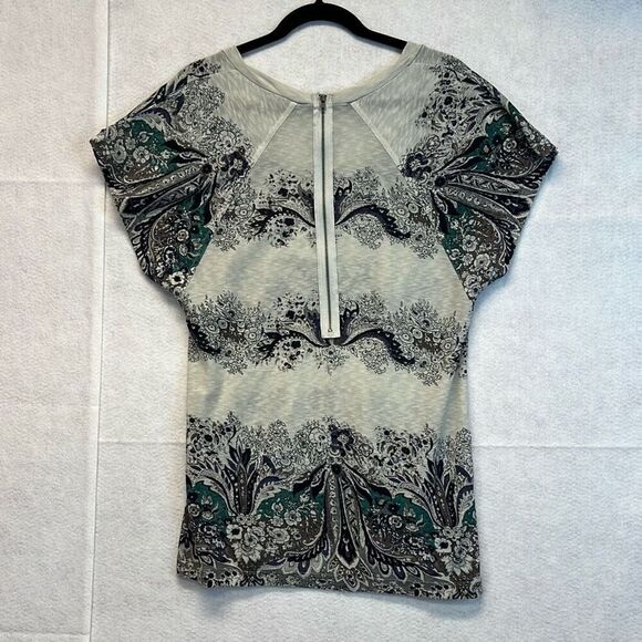 FREE PEOPLE T-Shirt Women’s XS Multicolor Paisley Floral Short Sleeve Boho Top - Picture 9 of 11